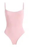 Hunza G Scoop-neck Crinkle-effect Swimsuit In Pink