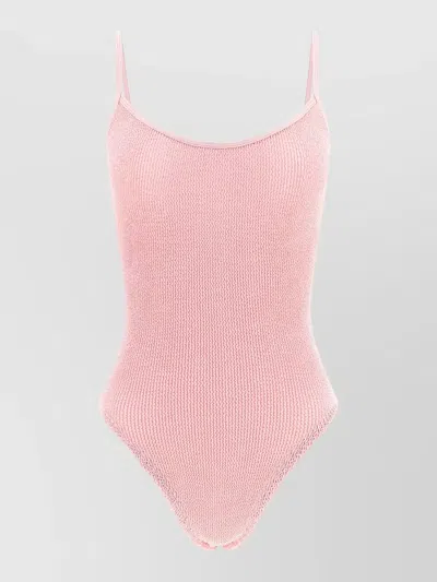 Hunza G Pamela Ribbed One Piece Swimsuit In Pink
