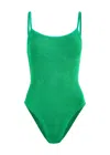 Hunza G Pamela Crinkled-finish Swimsuit In Green