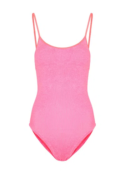 Hunza G Pamela Seersucker Swimsuit In Pink