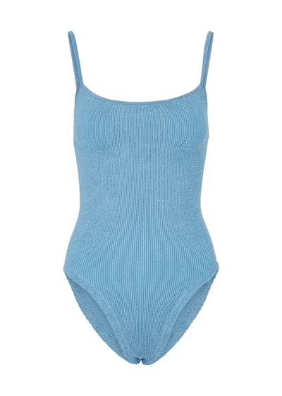 Hunza G Pamela Seersucker Swimsuit, Swimsuit, Blue