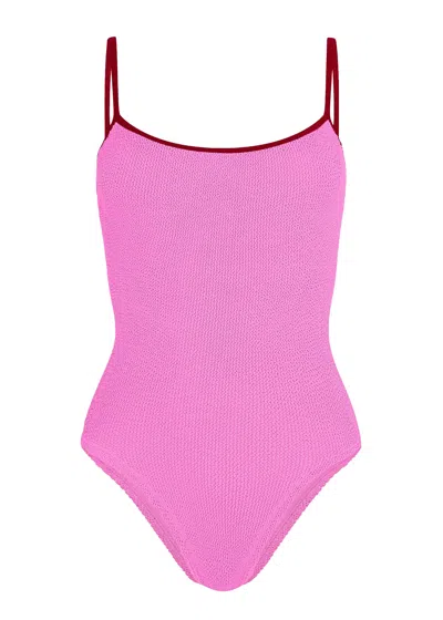 Hunza G Pamela Swim Contrast Bubblegum/red In Pink