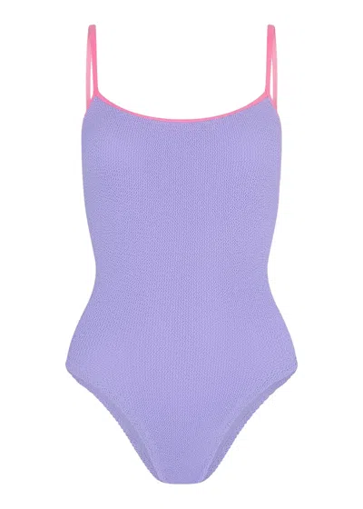Hunza G Pamela Swim Contrast Lilac/bubblegum In Purple
