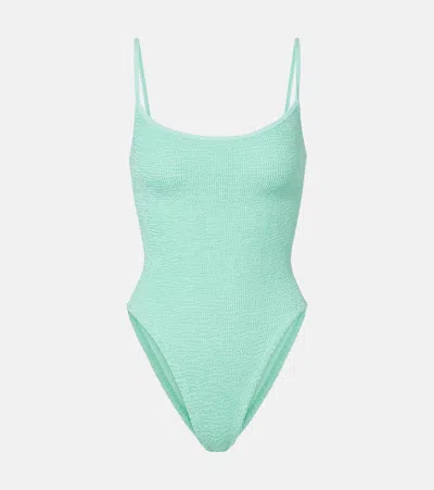 Hunza G Pamela Crinkle-texture Swimsuit In Blue