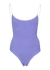 Hunza G Pamela Swimsuit In Contrast Lilac | Stretchy One Size Fit Swimwear | Body Shaping One-piece With Thi In Purple