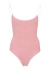 Hunza G Pamela Swimsuit In Contrast Peach | Stretchy One Size Fit Swimwear | Body Shaping One-piece With Thi In Pink