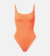 Hunza G Orange Square Neck One-piece Swimsuit In Orange