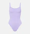 Hunza G Pamela Seersucker One-piece Swimsuit In Lilac