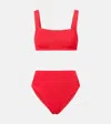 Hunza G Patricia Seersucker Bikini In Red