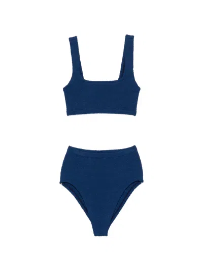 Hunza G Patricia Crinkle-effect Bikini In Blue