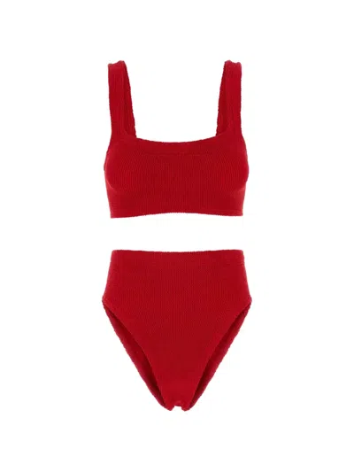 Hunza G Patricia Crinkle-effect Bikini In Red
