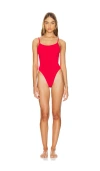 Hunza G Camille Crinkle One Piece Swimsuit In Red