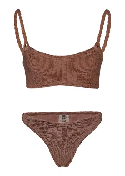 Hunza G Phoebe Bikini Metallic Chocolate In Brown