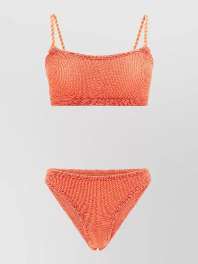 Hunza G Phoebe Bikini Set Braided Straps High Waist In Orange