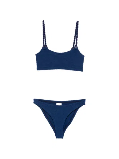 Hunza G Phoebe Crinkle-effect Bikini In Blue
