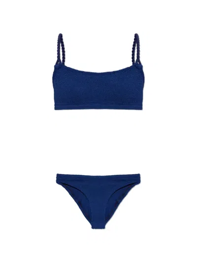 Hunza G Phoebe Crinkle-effect Bikini In Blue