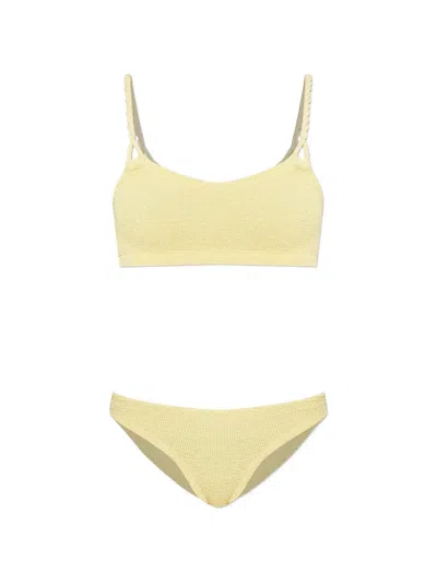 Hunza G Phoebe Twisted Crinkle Bikini In Yellow
