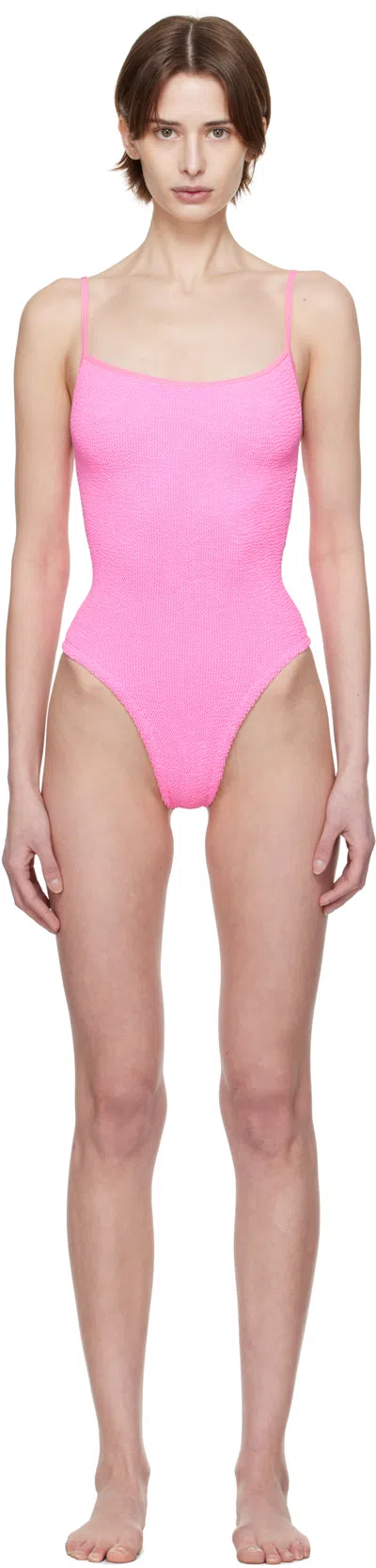 Hunza G Pink Petra Swimsuit In Bubblegum
