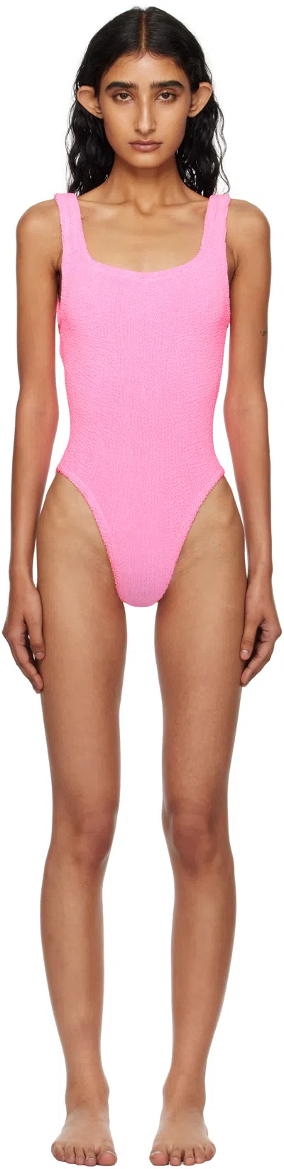 Hunza G Pink Square Neck Swimsuit