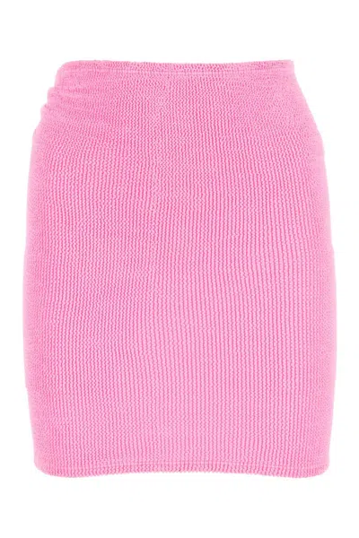 HUNZA G PINK STRETCH NYLON BLEND MINISKIRT