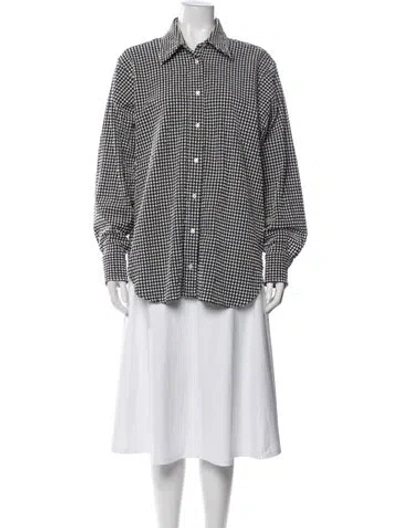 Pre-owned Hunza G Plaid Print Long Sleeve Button-up Top In Multi