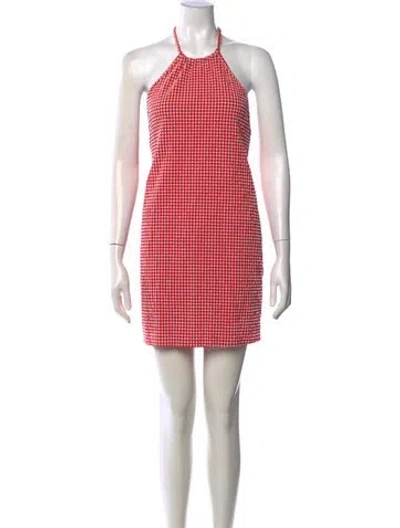 Pre-owned Hunza G Plaid Print Mini Dress In Red