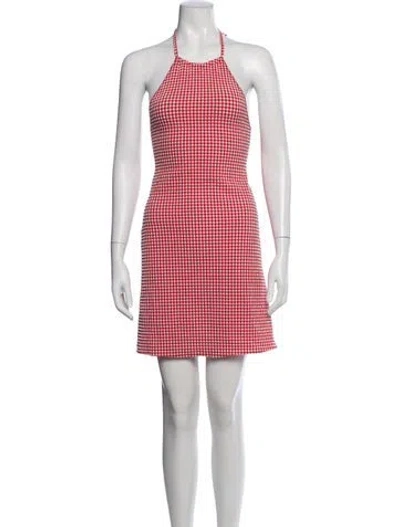 Pre-owned Hunza G Plaid Print Mini Dress In Red