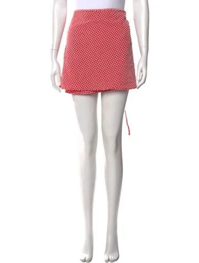 Pre-owned Hunza G Plaid Print Mini Skirt In Red