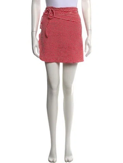 Pre-owned Hunza G Plaid Print Mini Skirt W/ Tags In Red
