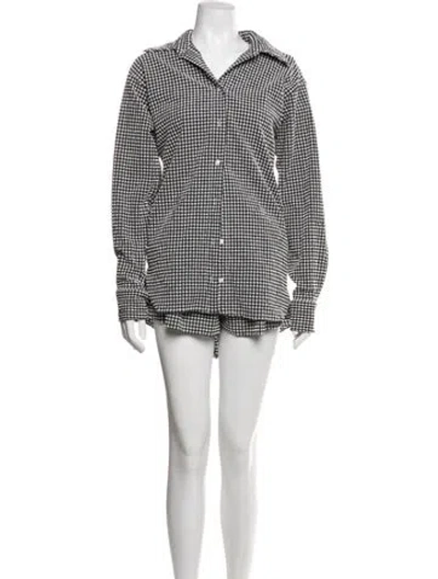 Pre-owned Hunza G Plaid Print Pleated Accents Skirt Set In Multicolor
