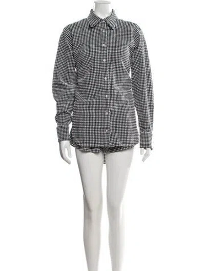 Pre-owned Hunza G Plaid Print Short Set In White