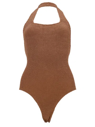 Hunza G Polyamide Elastane One-piece Swimsuit In Brown