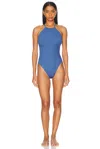 Hunza G Portia One Piece Swimsuit In Metallic Denim