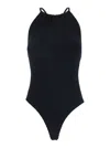 Hunza G Crisscross Back Spaghetti Straps Textured Fabric In Black