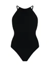 Hunza G Crisscross Back Spaghetti Straps Textured Fabric In Black