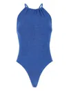 Hunza G Portia Blue Swimsuit With Criss-crossed Straps On The Rear In Tech Fabric Woman In Blue