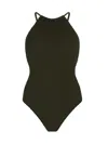 Hunza G Crisscross Halter Neck Swimsuit In Green