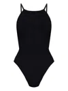 Hunza G Crisscross Back Spaghetti Straps Textured Fabric In Black