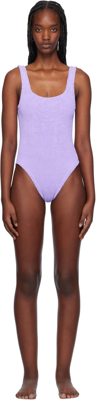 Hunza G Square Neck One-piece Swimsuit In Lilac In Purple