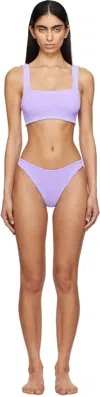 Hunza G Xandra Square Neckline Bikini Set In Lilac