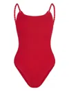 Hunza G Camille Crinkle One Piece Swimsuit In Red