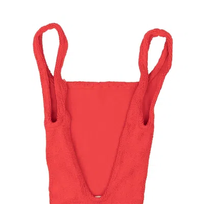 Hunza G Red Classic Square Neck Swimsuit In Multi