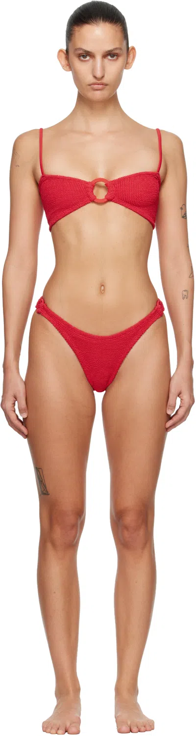 Hunza G Red Misty Tonal Hoop Bikini