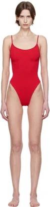 Hunza G Pamela Crinkle-texture Swimsuit In Red