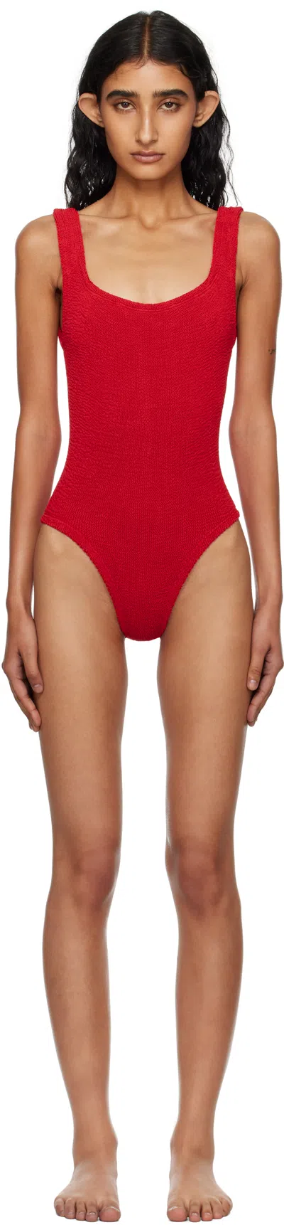 Hunza G Red Square Neck Swimsuit