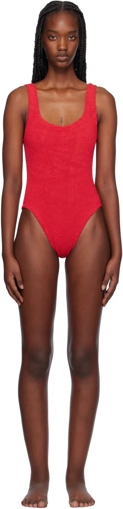 Hunza G Red Square Neck Swimsuit