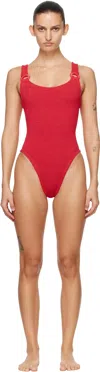 Hunza G Domino Swim With Fabric Covered Hoops Red