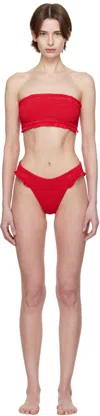 Hunza G Red Tracey Frill Bikini In Red