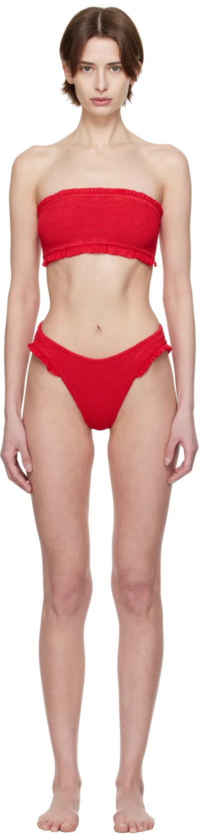 Hunza G Red Tracey Frill Bikini