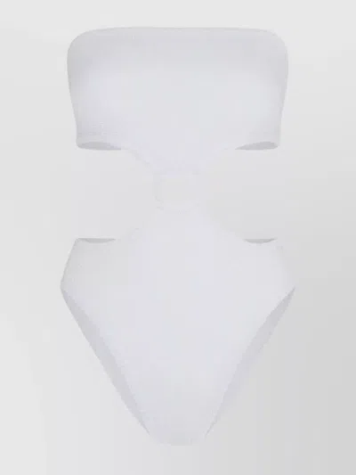 Hunza G Refined Strapless Ring Detail Swimwear In White